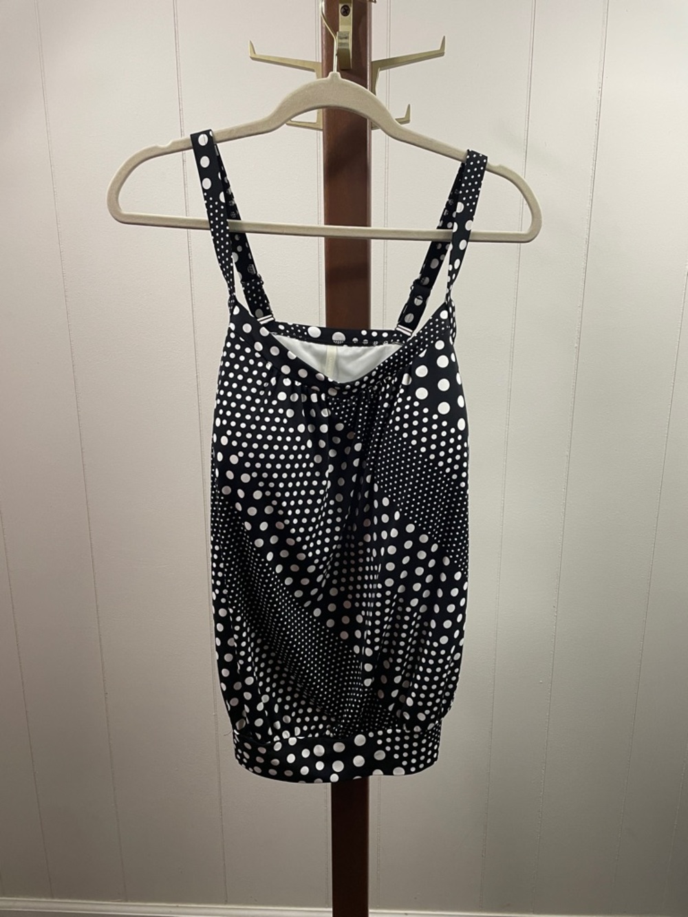 Lands' End‎ Swimsuit Camisole Top Black and White Polka Dot 14DD